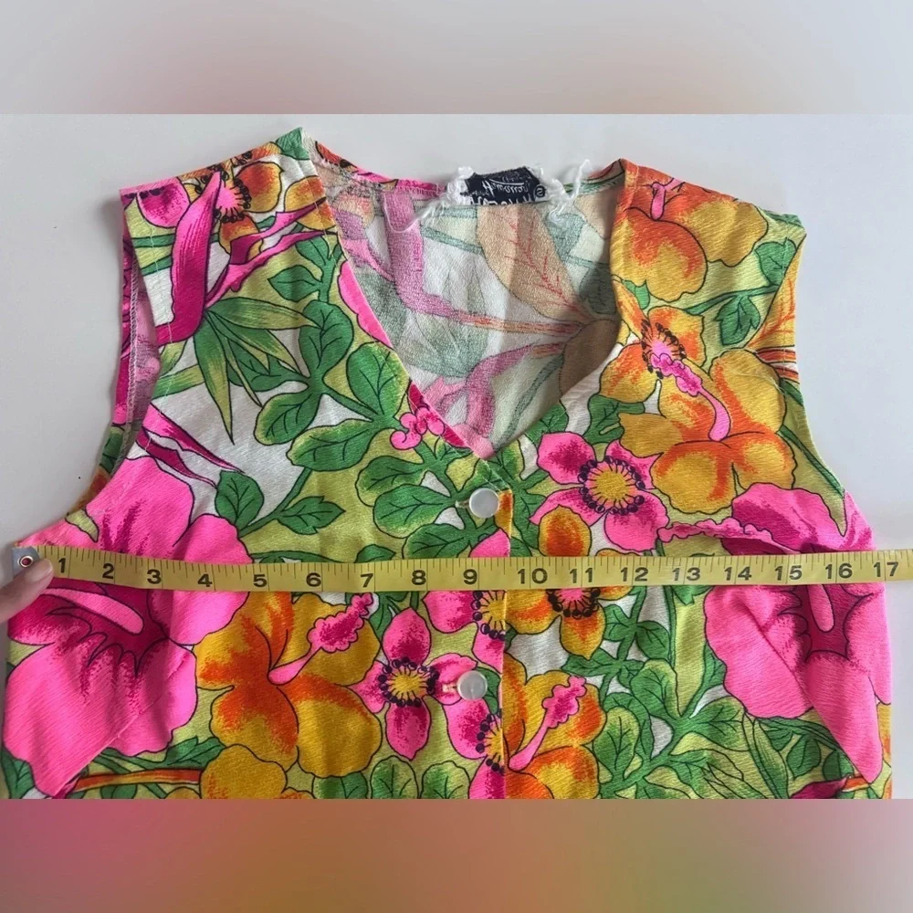 Vintage Aloha Authentic Hawaiian Originals Bright Pink Cotton Floral Dress S - Picture 9 of 11